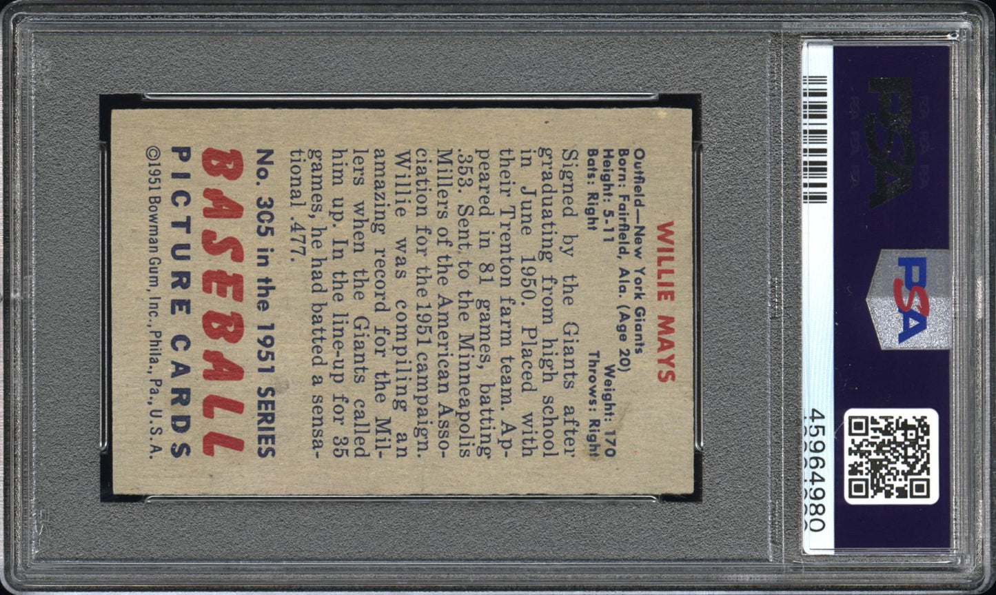 1951 Bowman Willie Mays #305 PSA 6.5