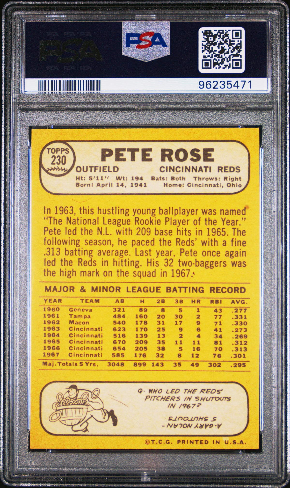 1968 Topps Pete Rose #230 PSA 7