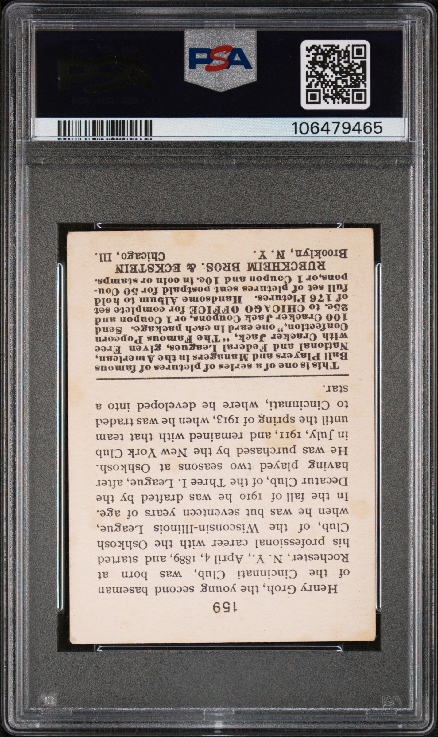 1915 Cracker Jack Heinie Groh #159 PSA 4