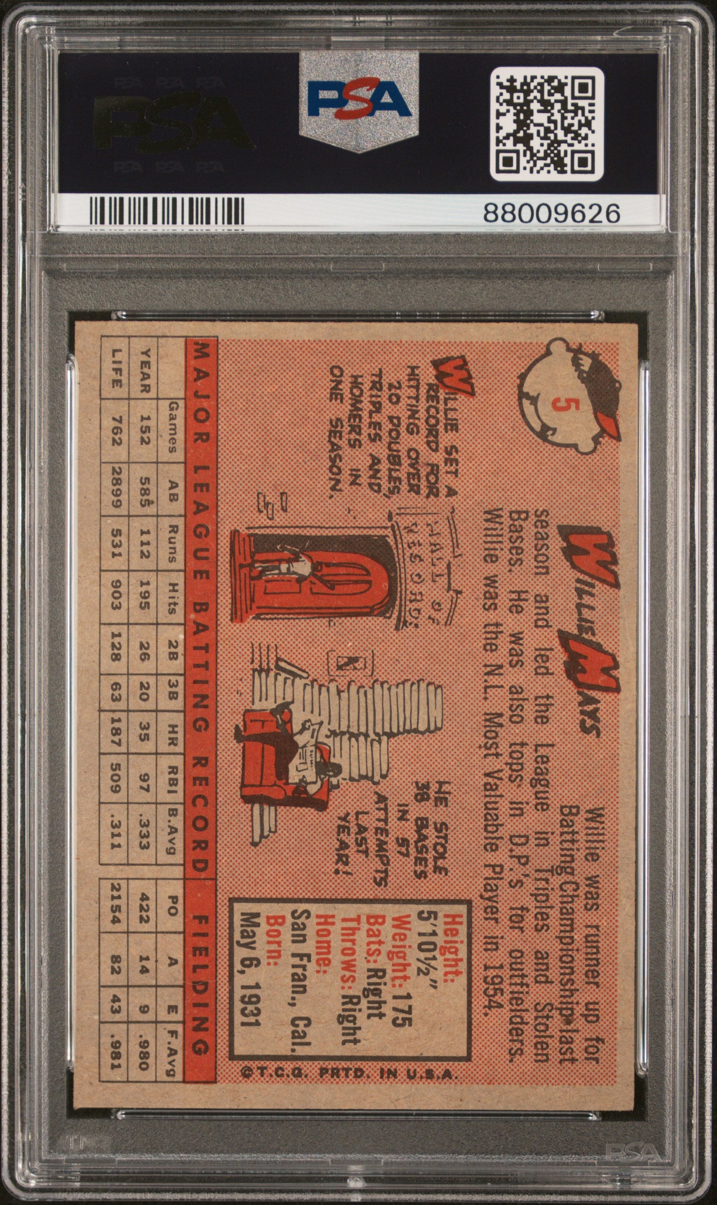 1958 Topps Willie Mays #5 PSA 6