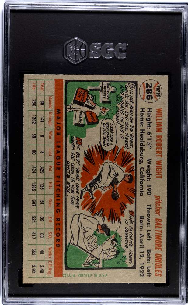 1956 Topps Bill Wight #286 SGC 7
