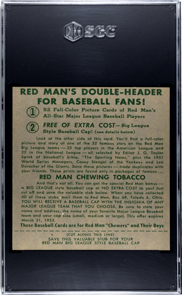 1952 Redman Tobacco Warren Spahn #NL-22 SGC 7