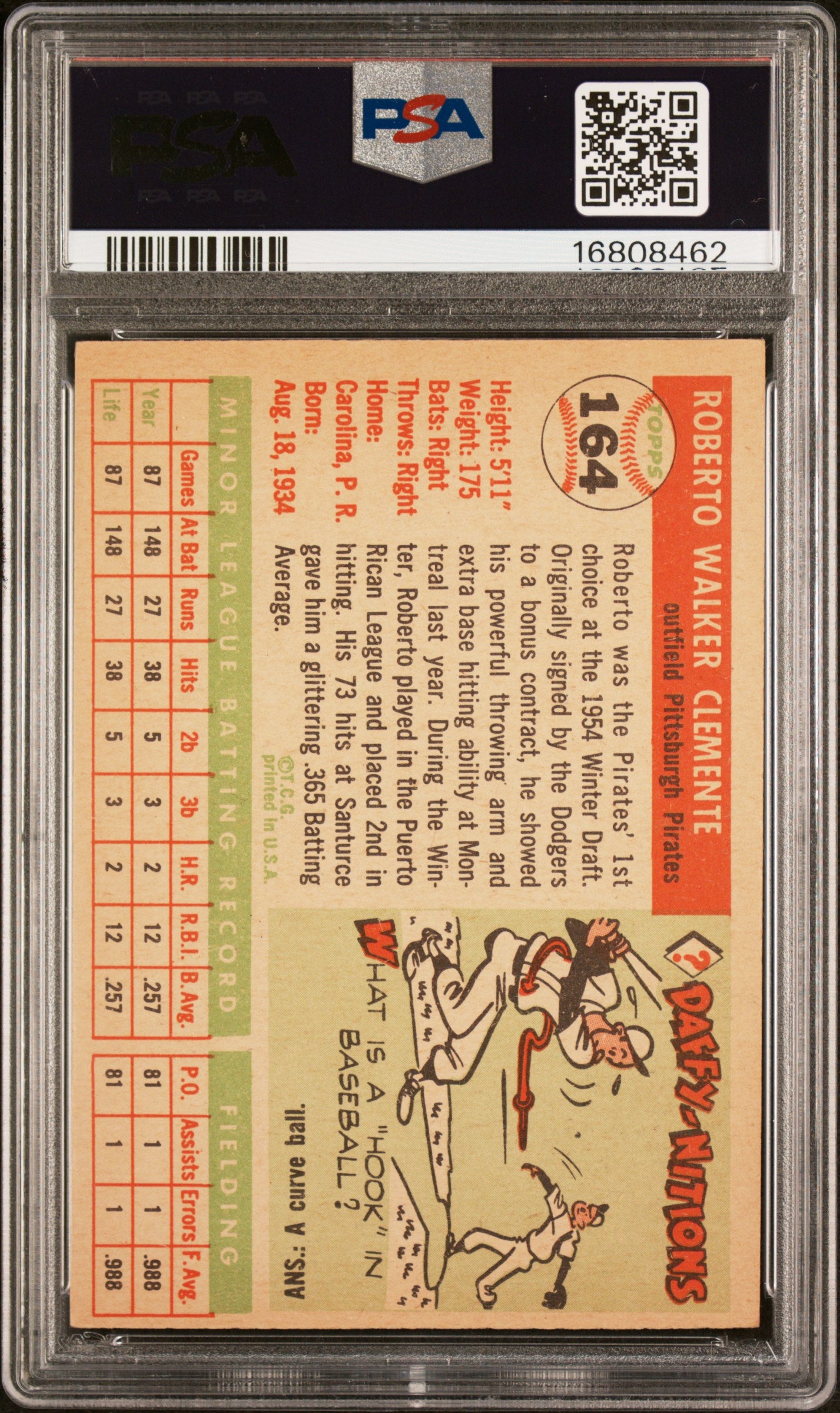 1955 Topps Roberto Clemente #164 PSA 6