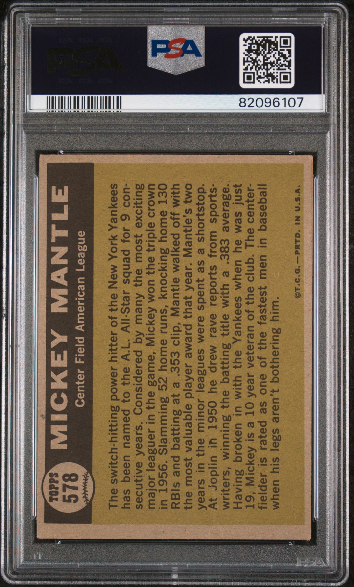 1961 Topps Mickey Mantle #578 All Star PSA 3