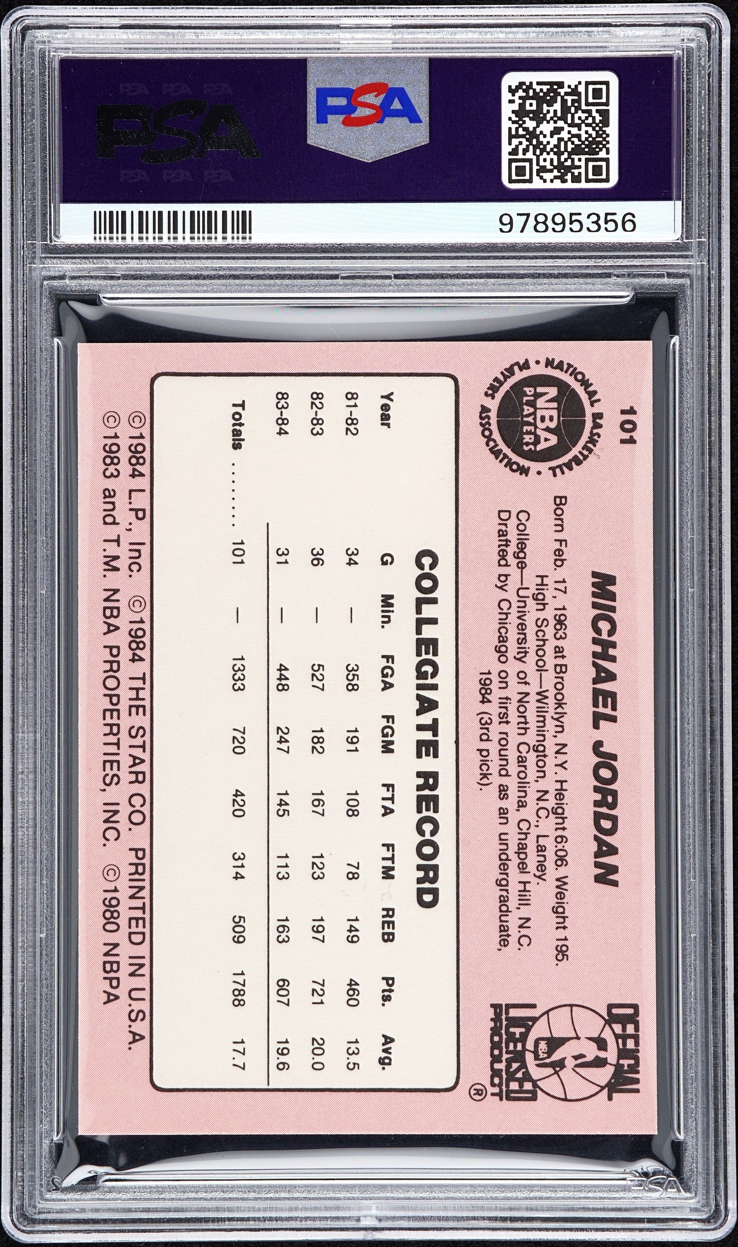 1984 Star Michael Jordan #101 PSA 7