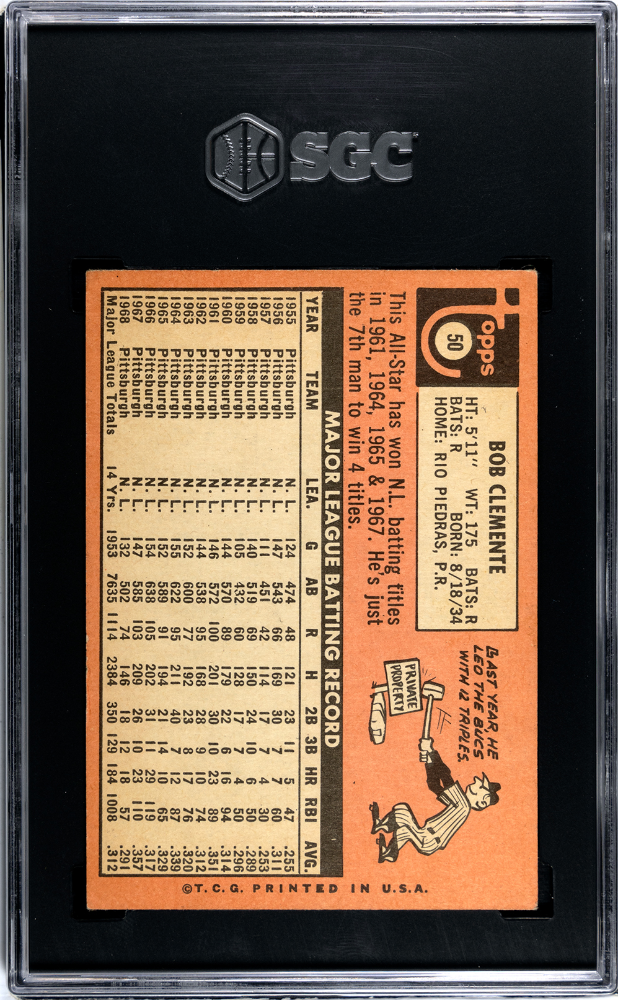 1969 Topps Bob Clemente #50 SGC 4