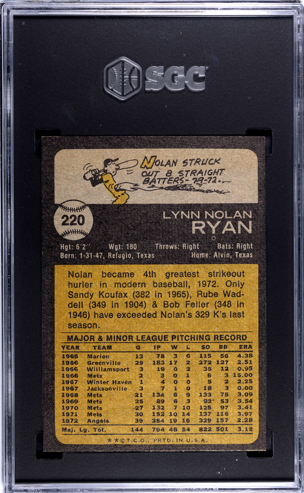 1973 Topps Nolan Ryan #220 SGC 8