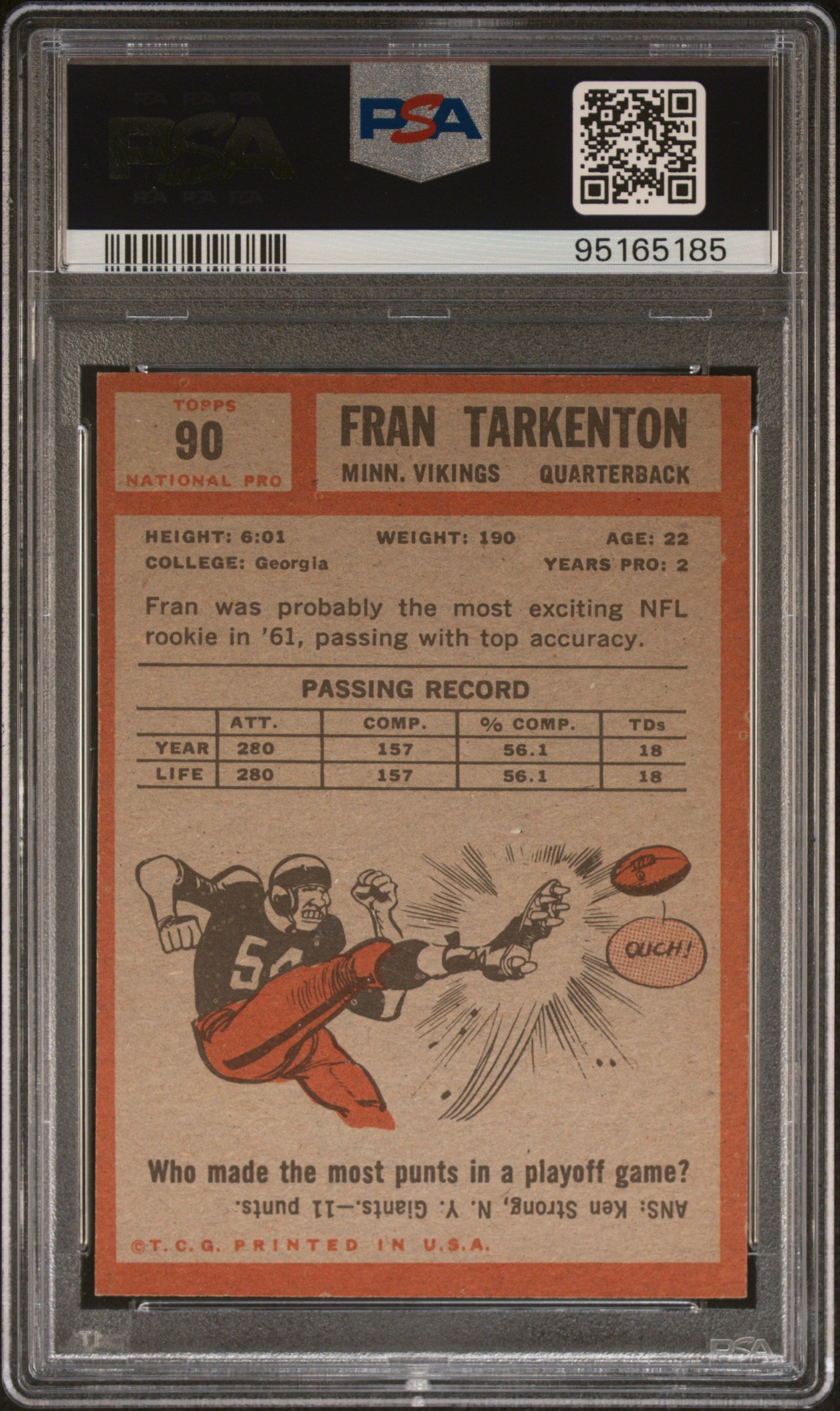 1962 Topps Fran Tarkenton #90 PSA 6