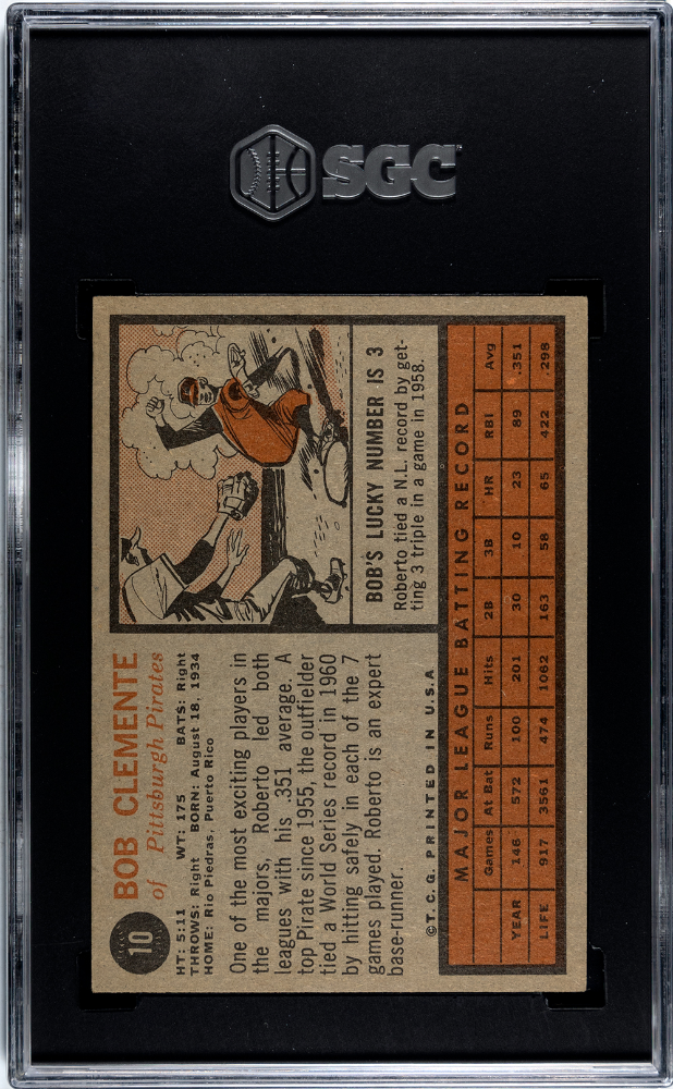 1962 Topps Bob Clemente #10 SGC 6