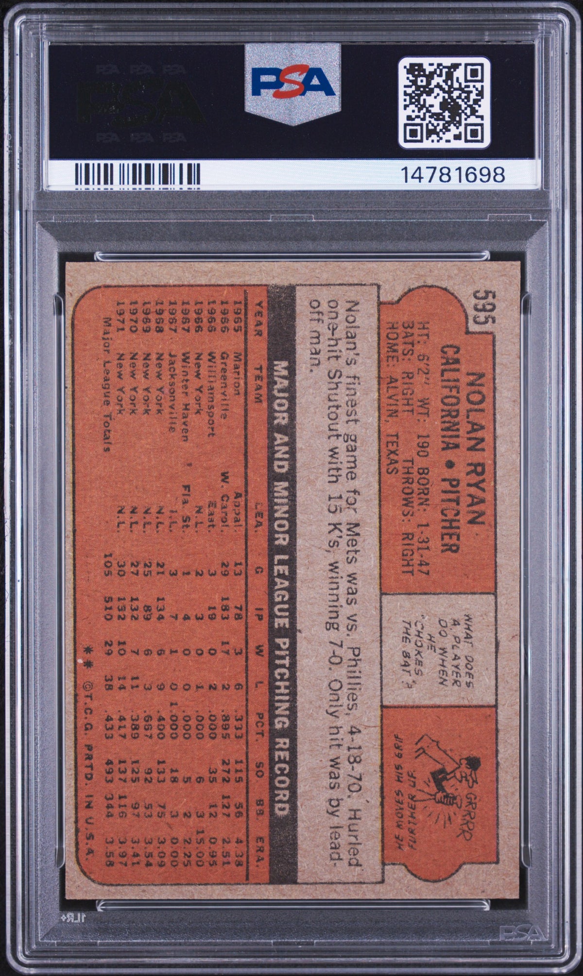 1972 Topps Nolan Ryan #595 PSA 7