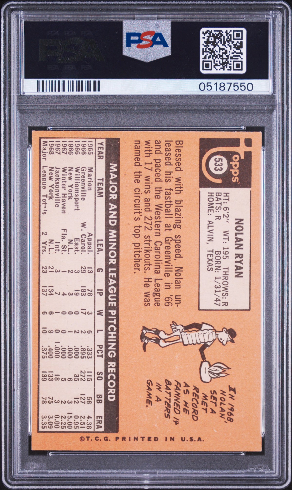 1969 Topps Nolan Ryan #533 PSA 6