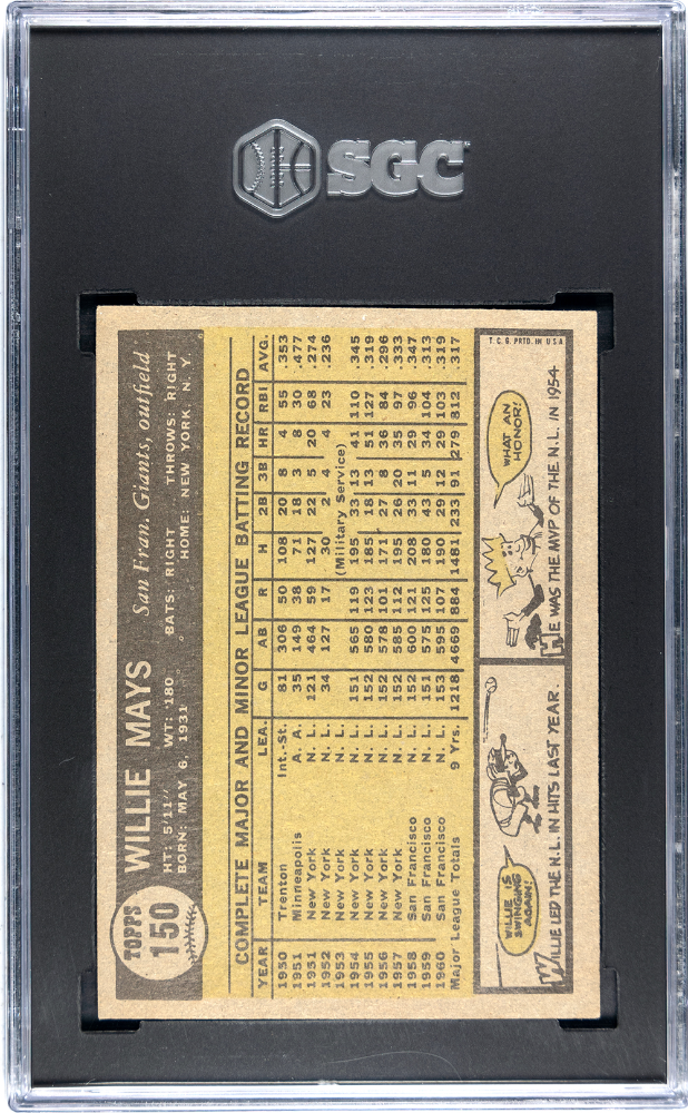 1961 Topps Willie Mays #150 SGC 5
