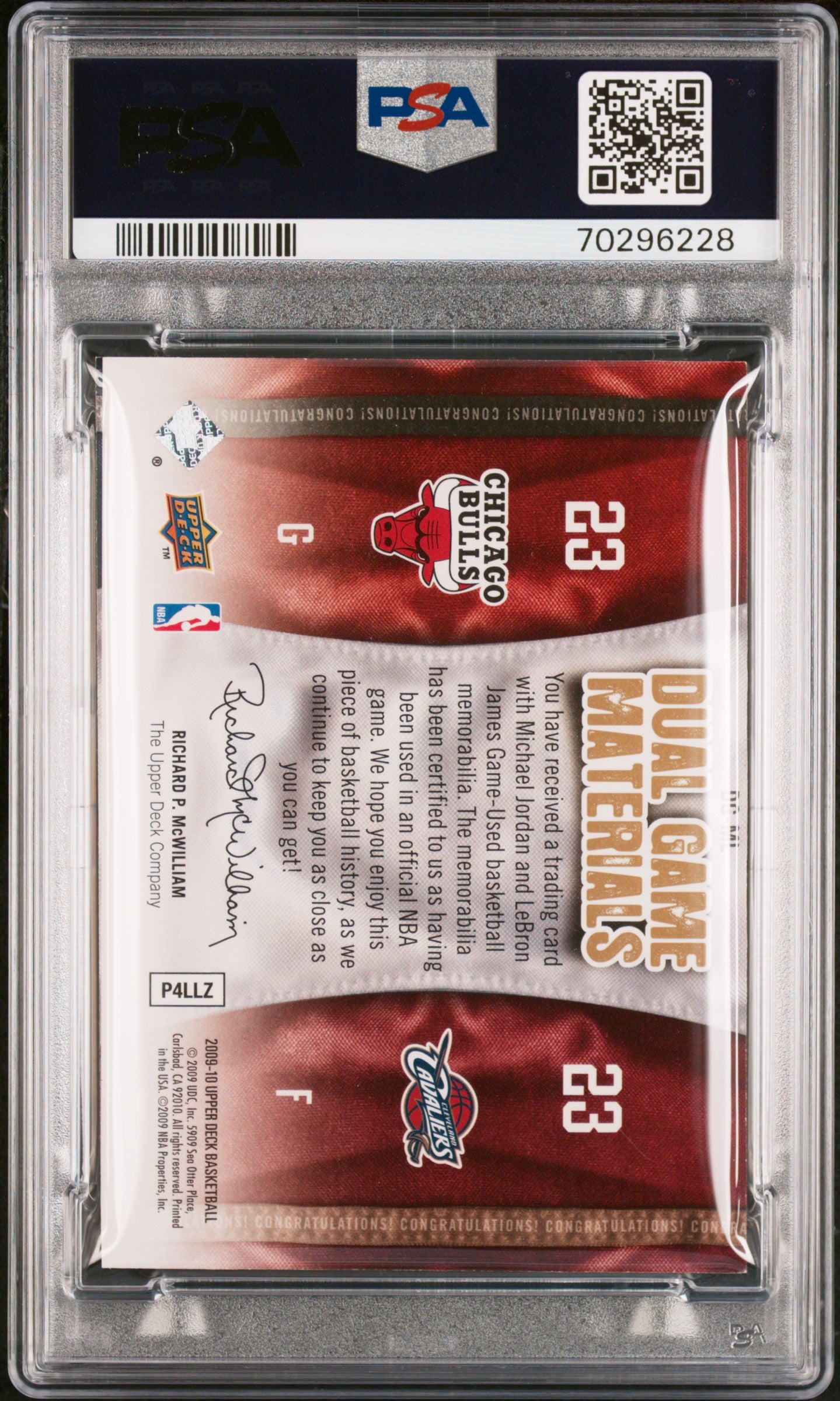2009 Upper Deck Dual Game Materials L. James M. Jordan #DG-ML  Gold PSA 9 /150