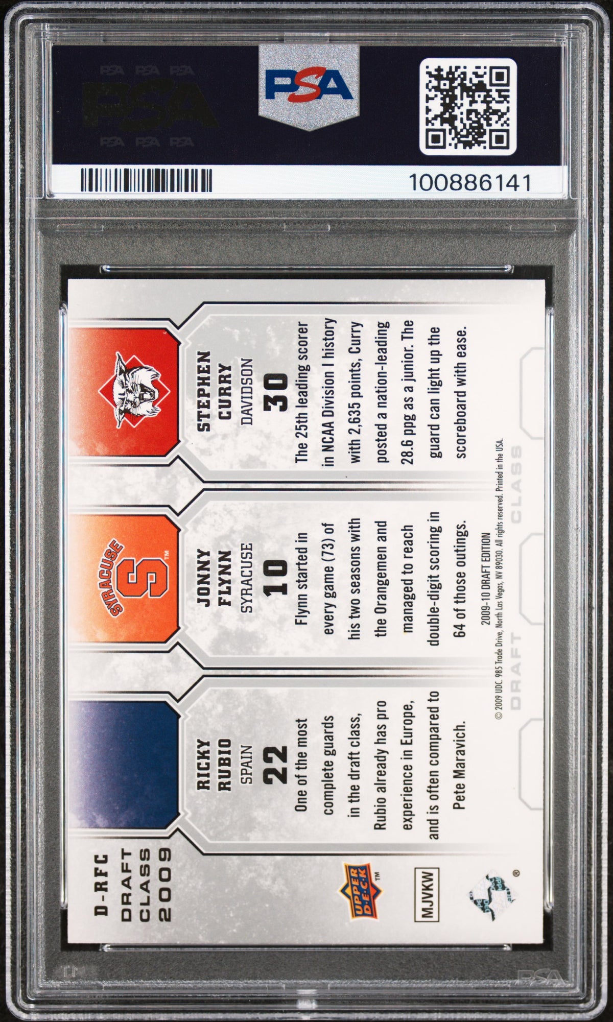2009 Upper Deck Draft Edition Draft Class Curry Flynn Rubio #D-RFC PSA 10