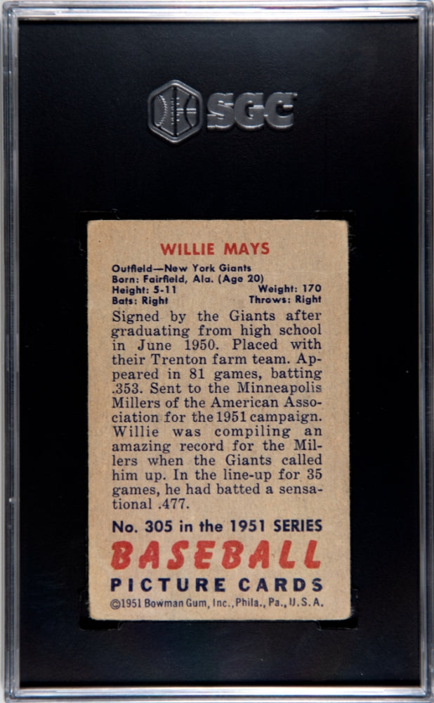 1951 Bowman Willie Mays #305 SGC 1.5