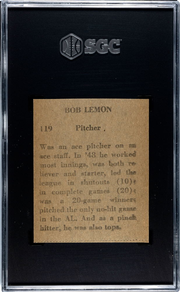 1949 M.P. & Co. Bob Lemon #119 SGC 4