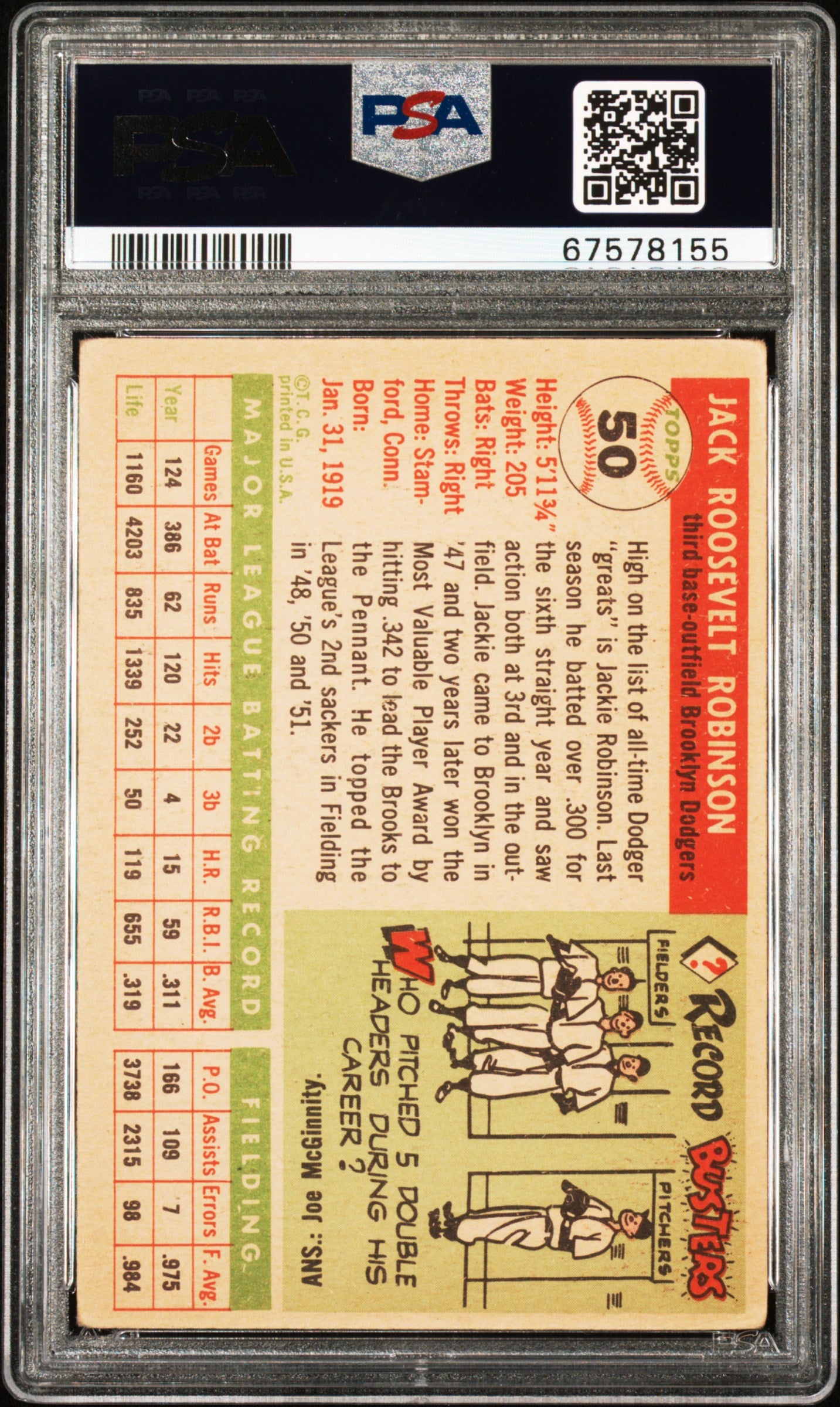 1955 Topps Jackie Robinson #50 PSA 2.5