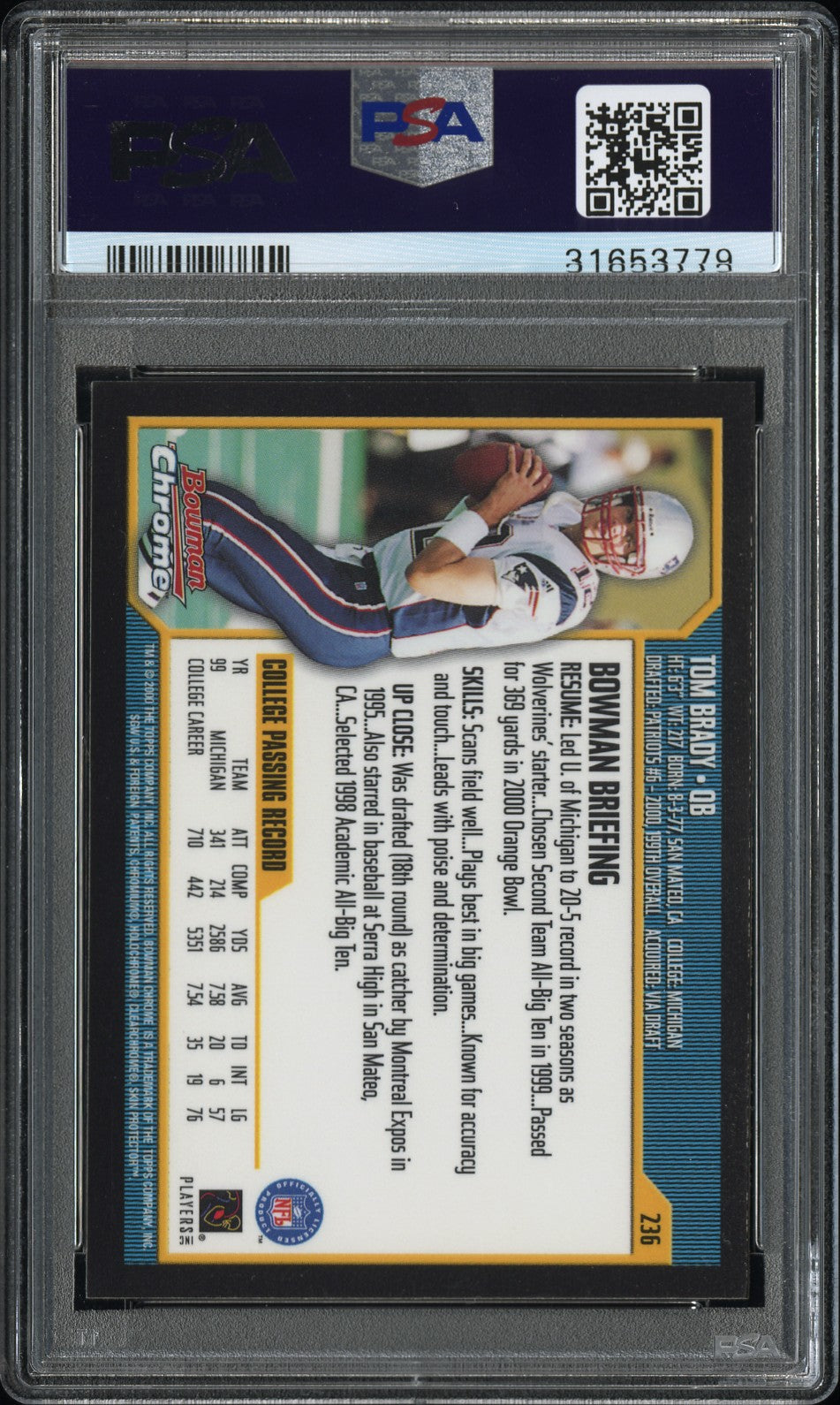 2000 Bowman Chrome Tom Brady #236 PSA 10
