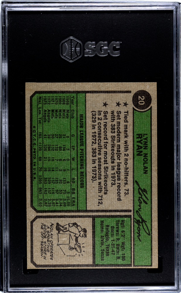 1974 Topps Nolan Ryan #20 SGC 8