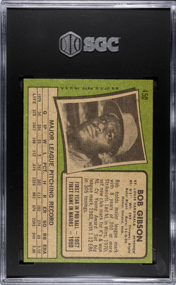 1971 Topps Bob Gibson #450 SGC 6.5