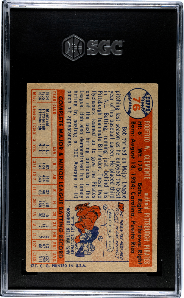 1957 Topps Bob Clemente #76 SGC 1.5