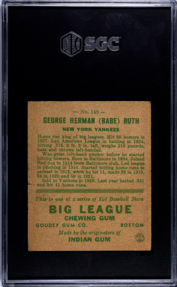 1933 Goudey Babe Ruth #149 SGC 4.5