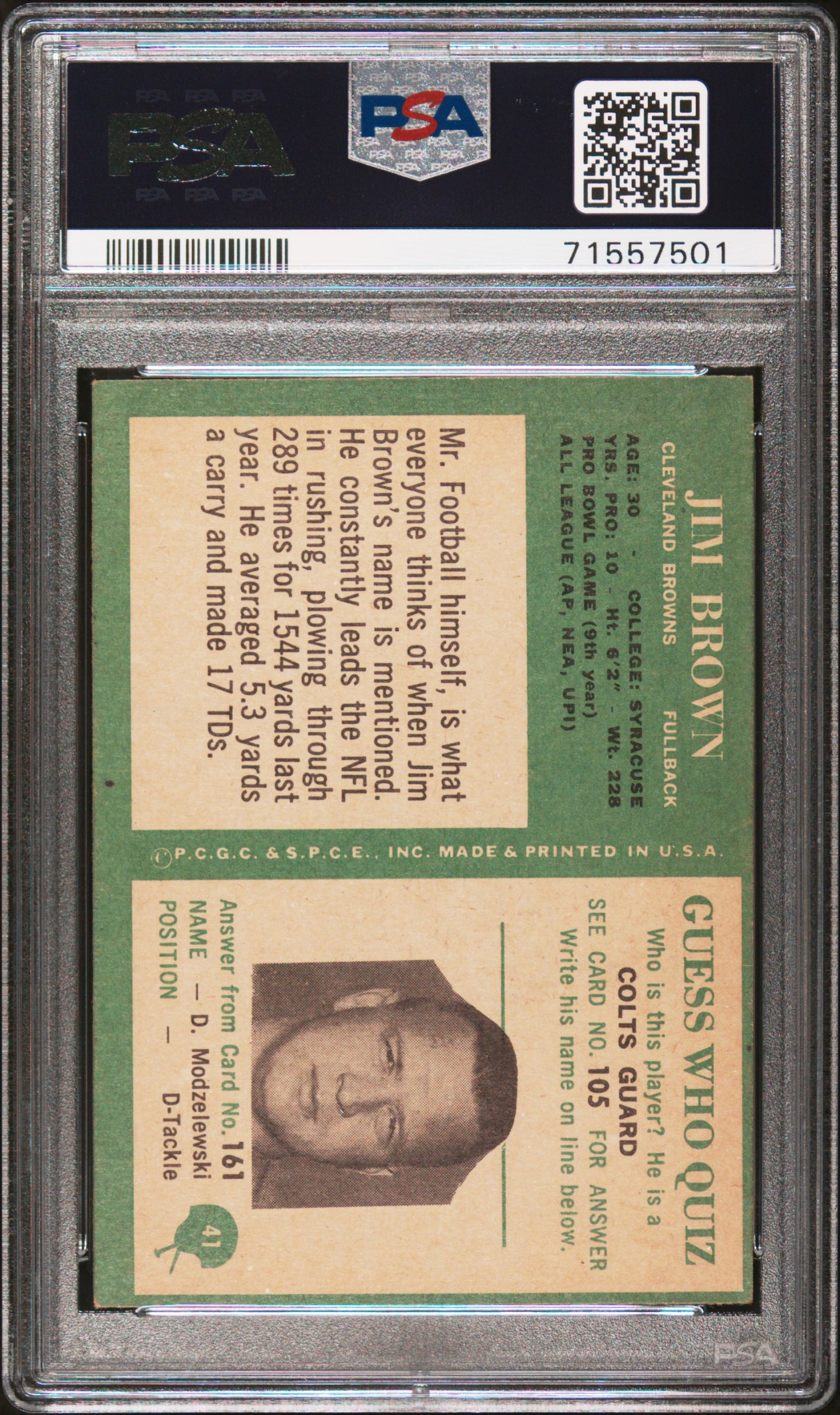 1966 Philadelphia Jim Brown #41 PSA 4