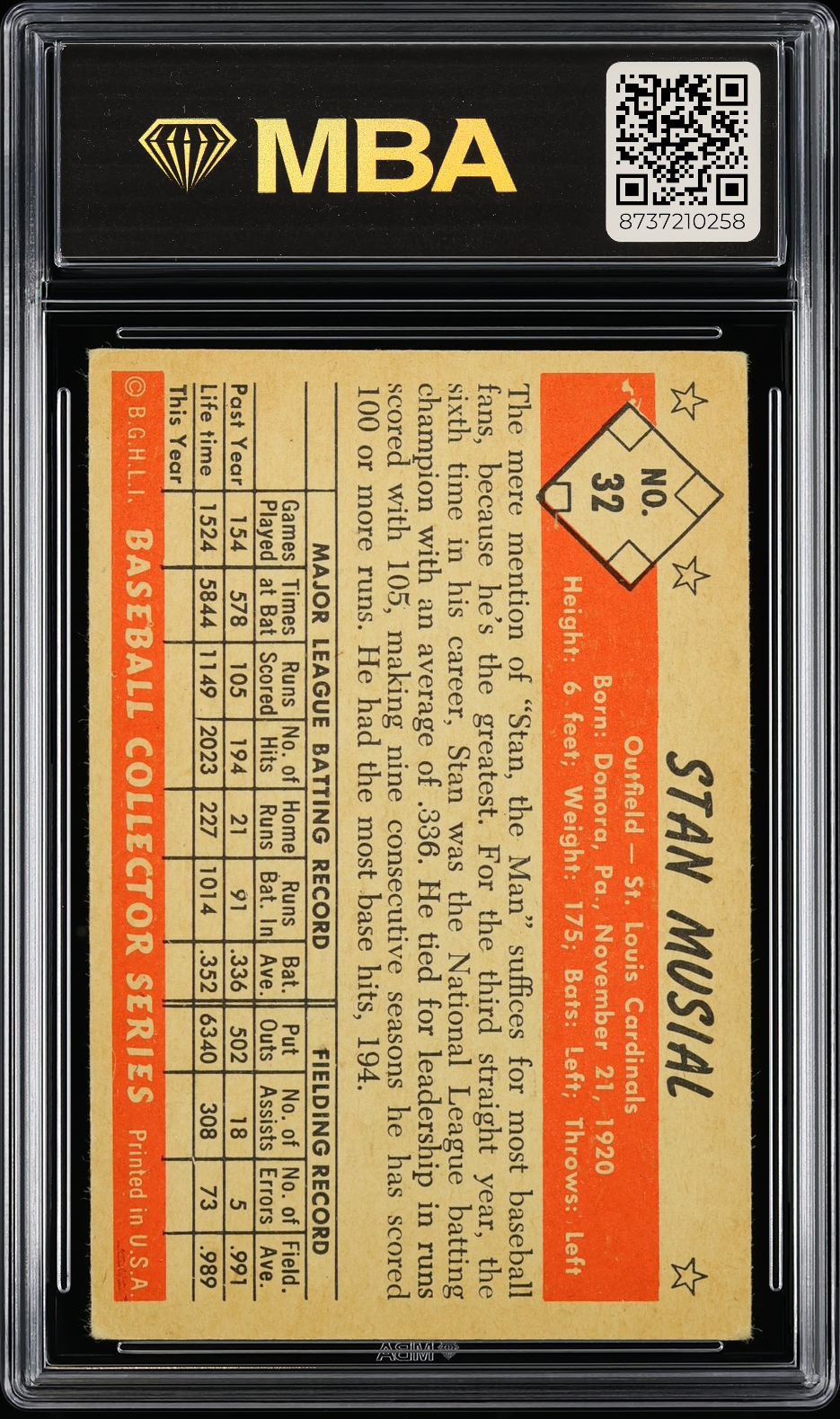 1953 Bowman Color Stan Musial #32 MBA 3.5 MBA Silver