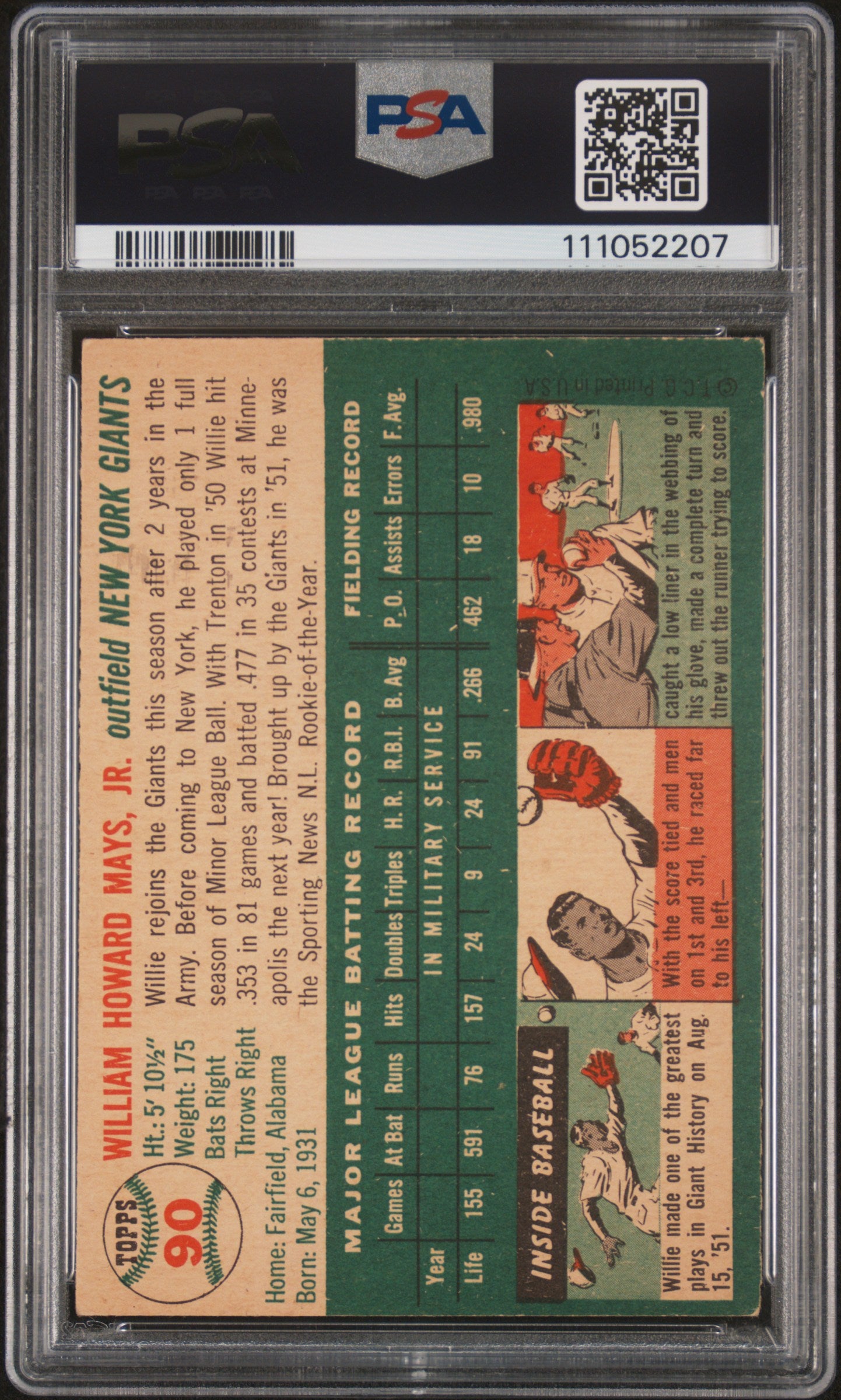 1954 Topps Willie Mays #90 PSA 5