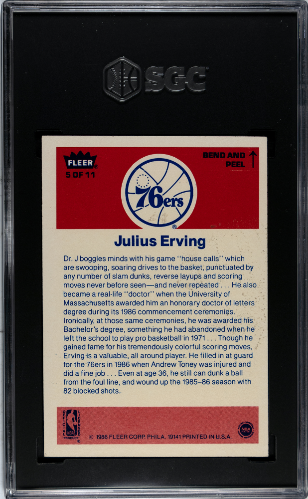 1986 Fleer Sticker Julius Erving #5 SGC 7