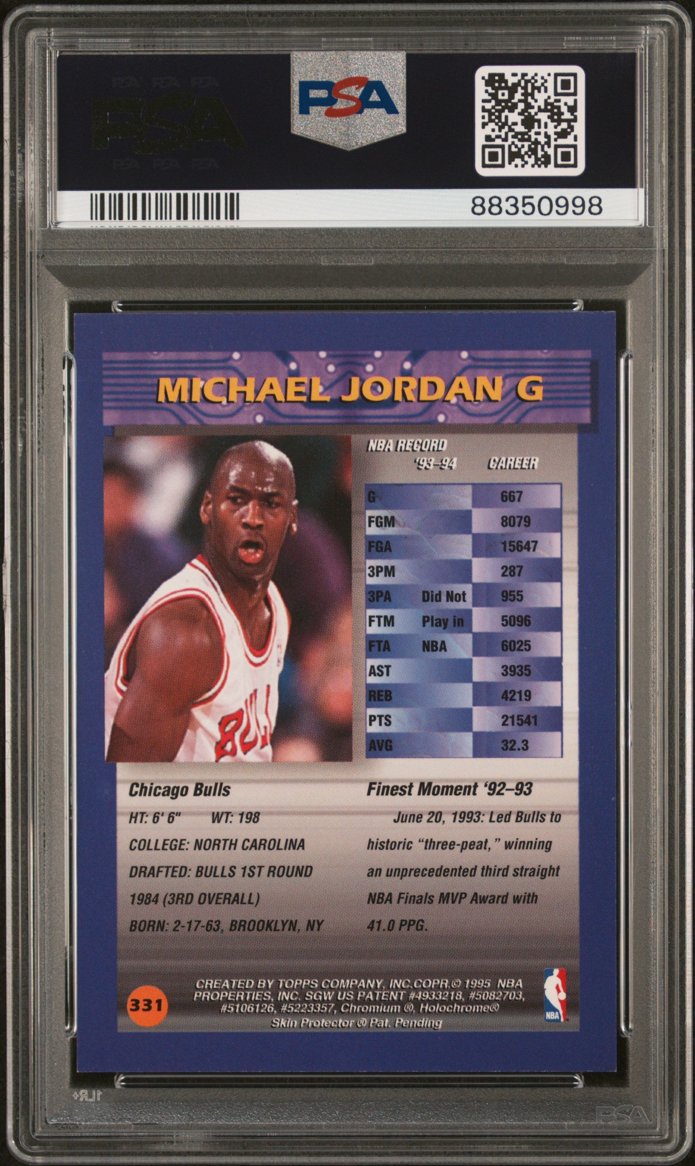 1994 Finest Michael Jordan #331 Refractor PSA 9
