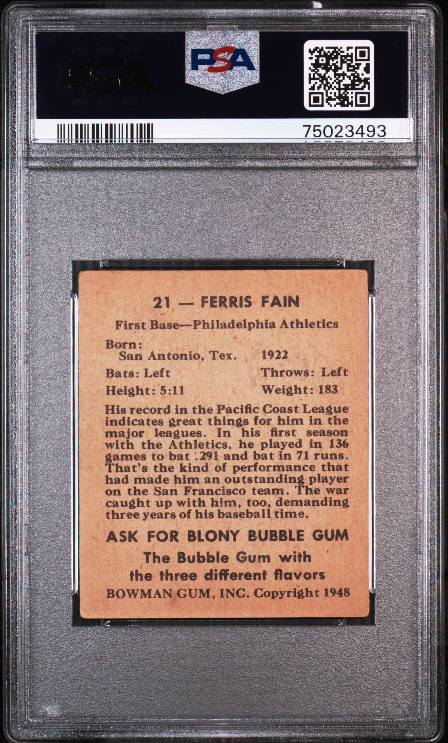 1948 Bowman Ferris Fain #21 PSA 4