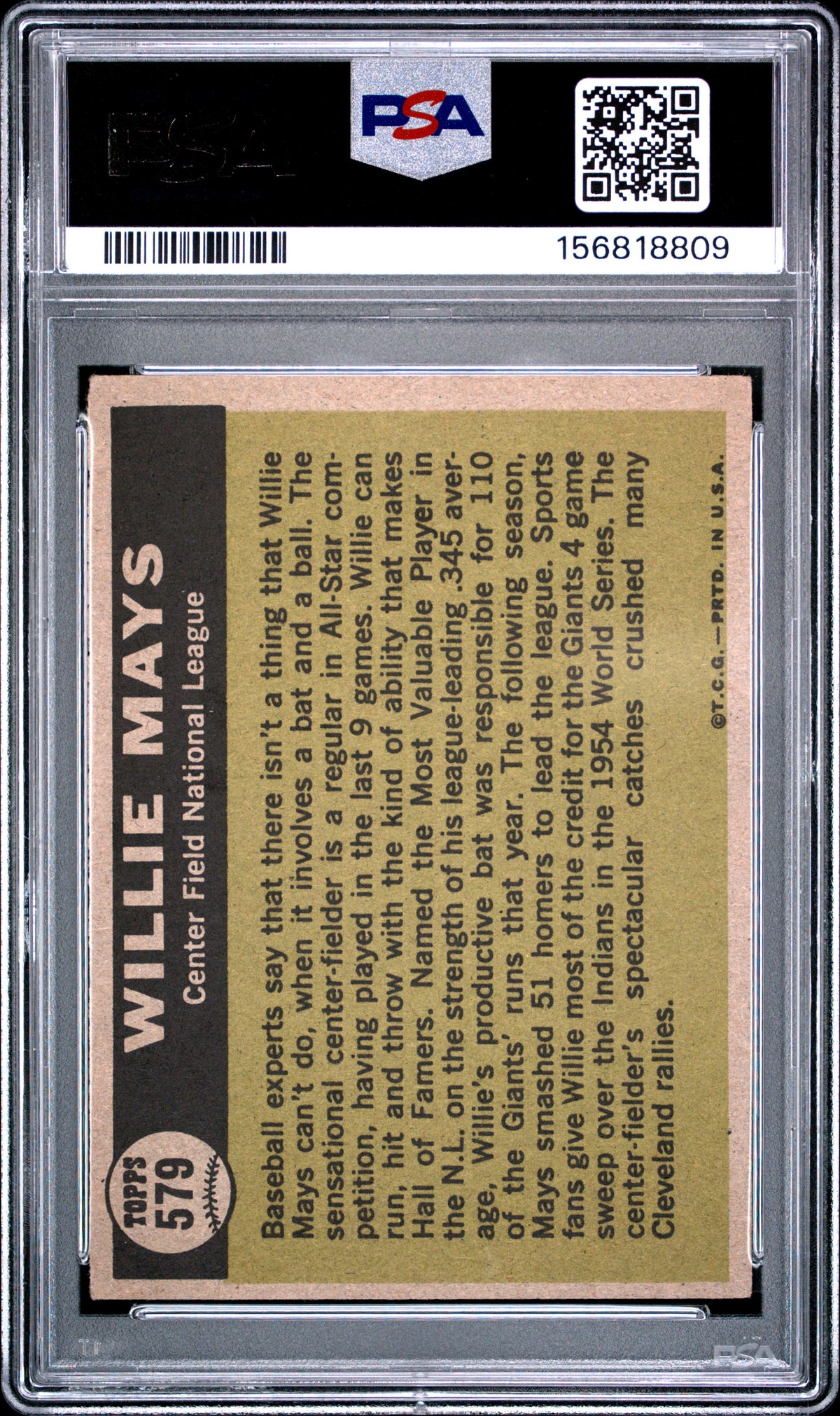 1961 Topps Willie Mays #579 All Star PSA 3