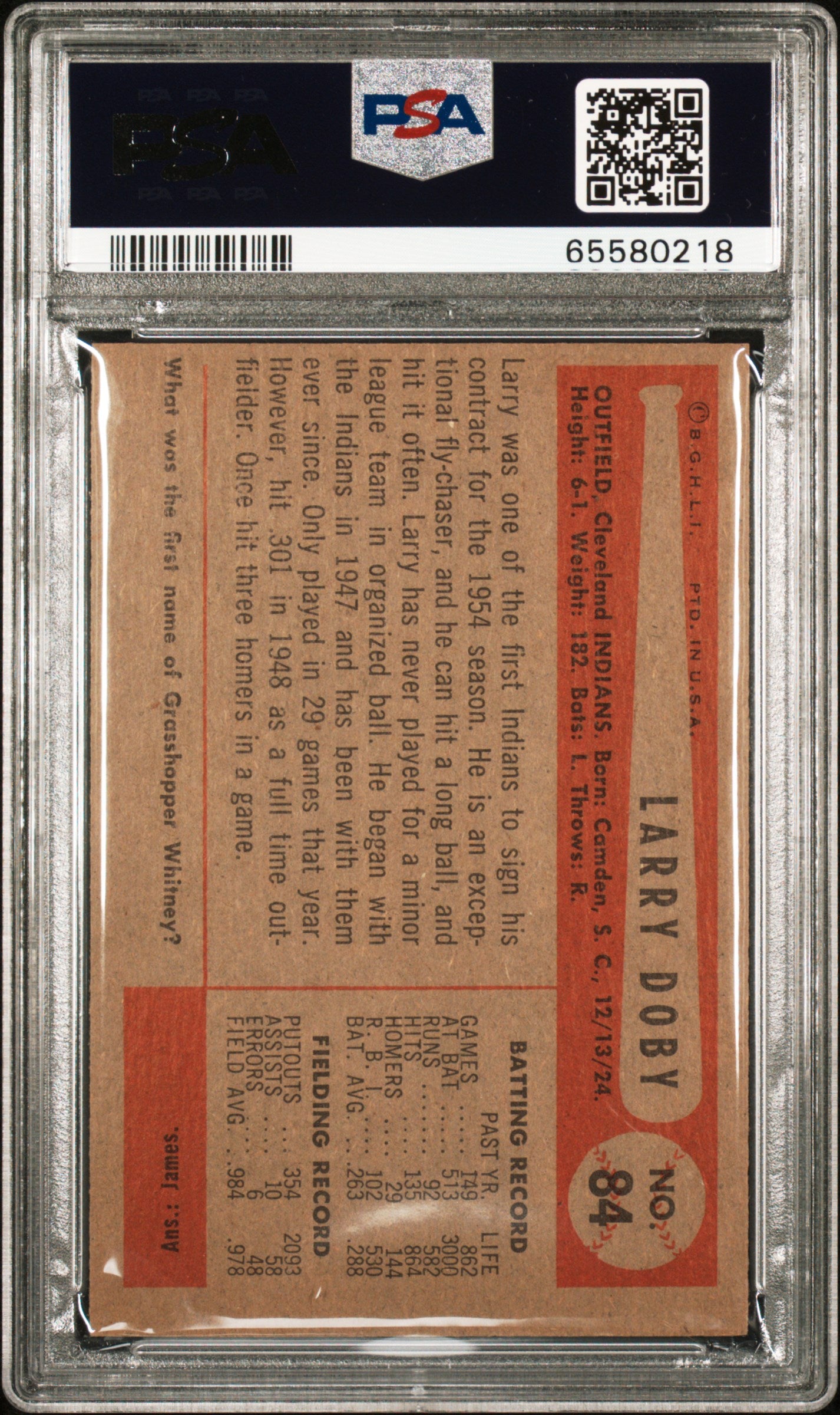 1954 Bowman Larry Doby #84 PSA 8