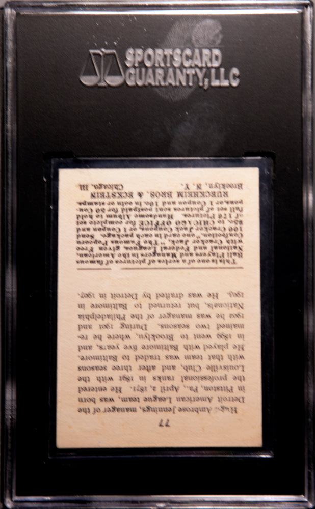 1915 Cracker Jack Hugh Jennings #77 SGC 3.5