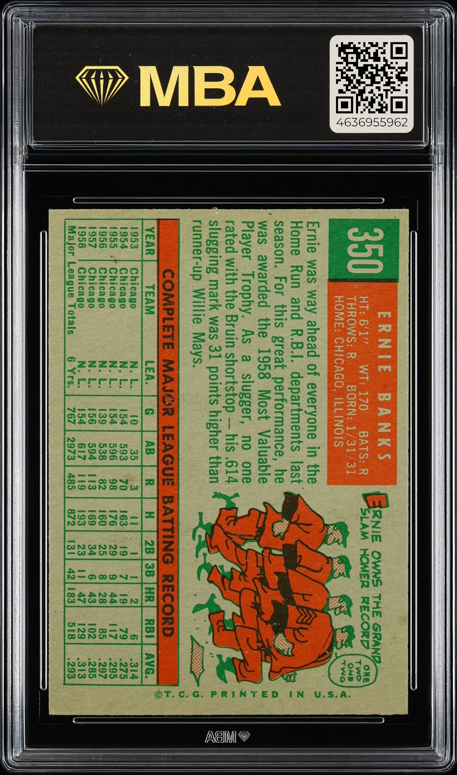 1959 Topps Ernie Banks #350 MBA 5