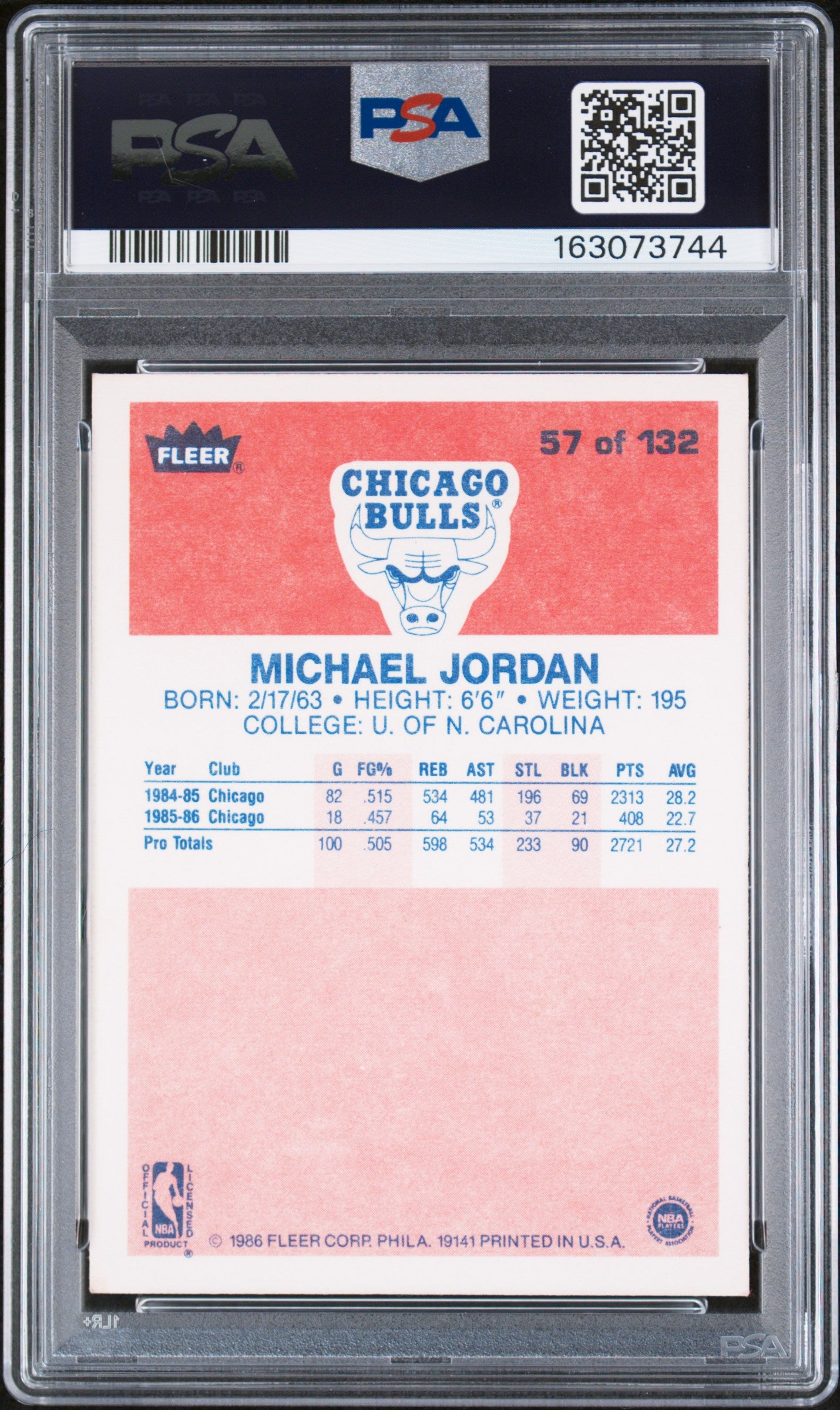 1986 Fleer Michael Jordan #57 PSA A
