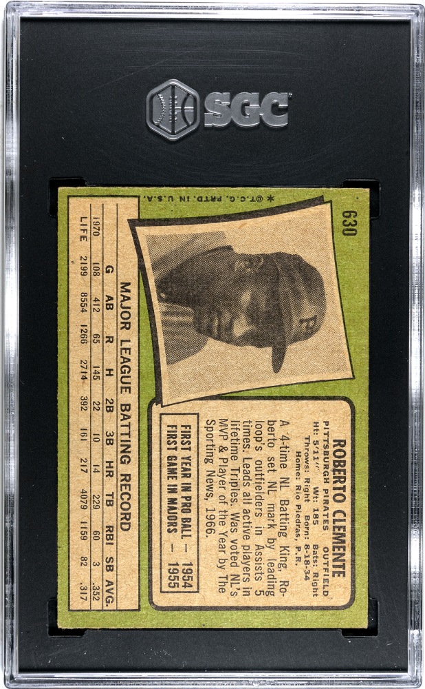 1971 Topps Roberto Clemente #630 SGC 4