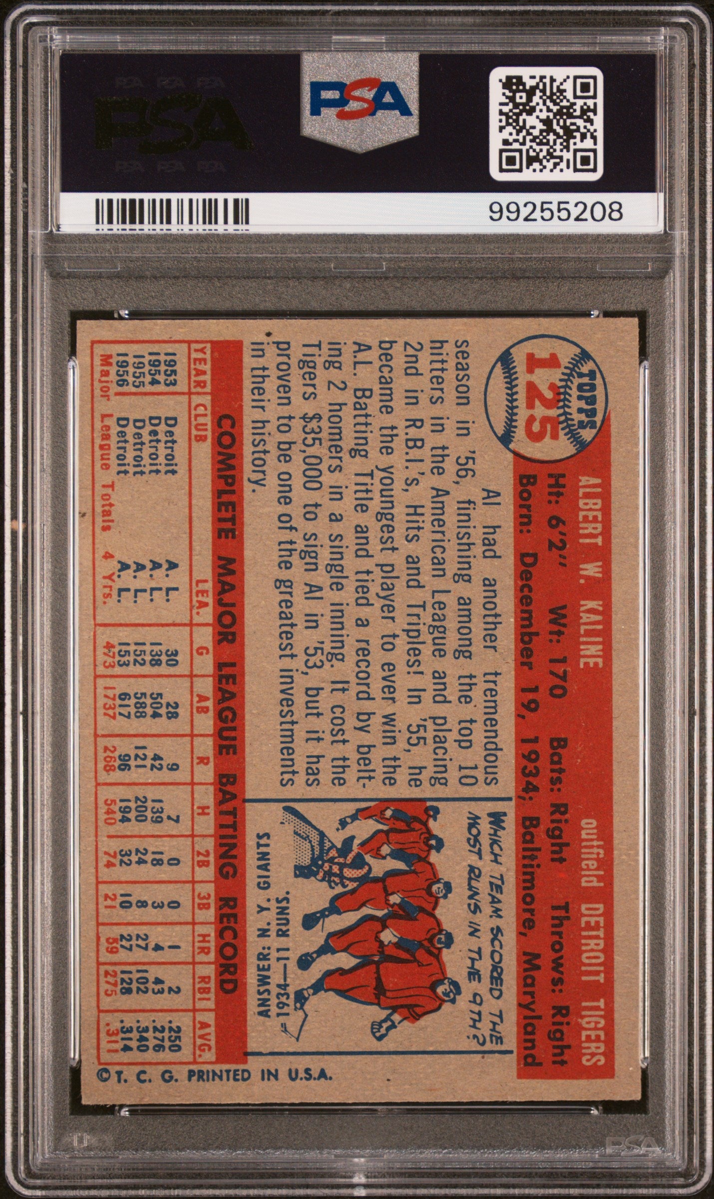 1957 Topps Al Kaline #125 PSA 7