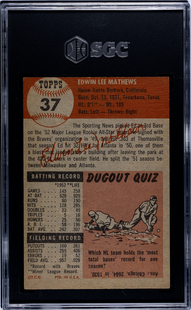 1953 Topps Ed Mathews #37 SGC 5