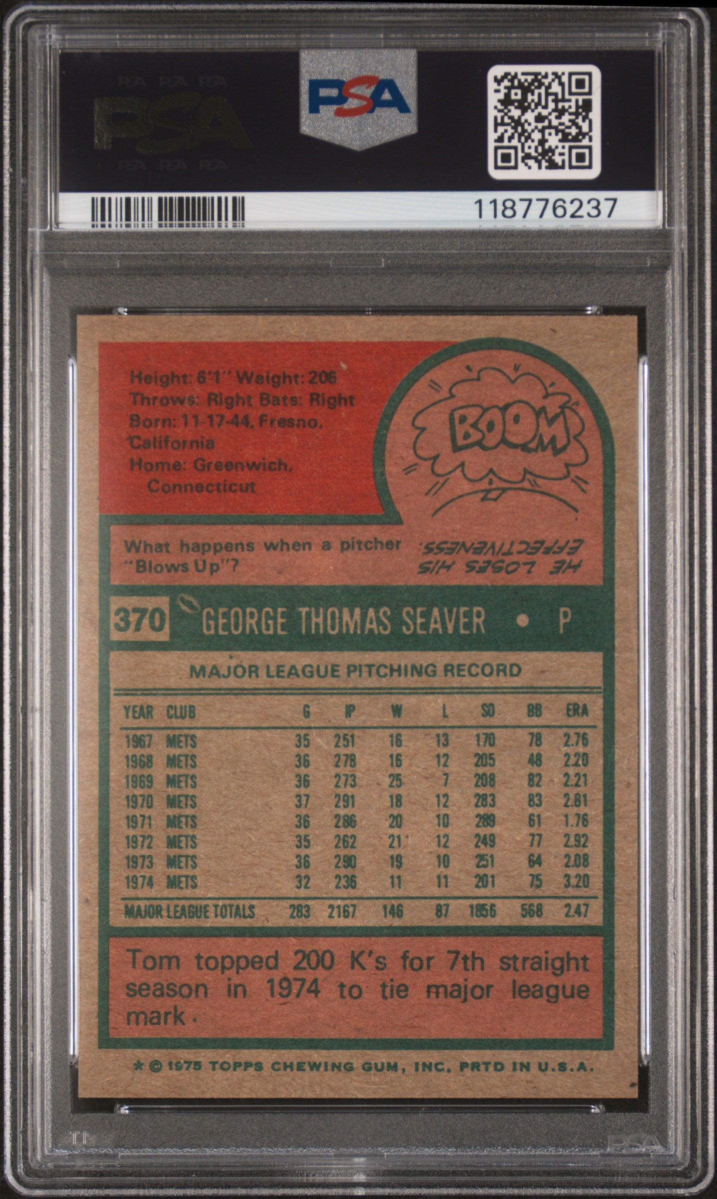 1975 Topps Tom Seaver #370 PSA 8.5