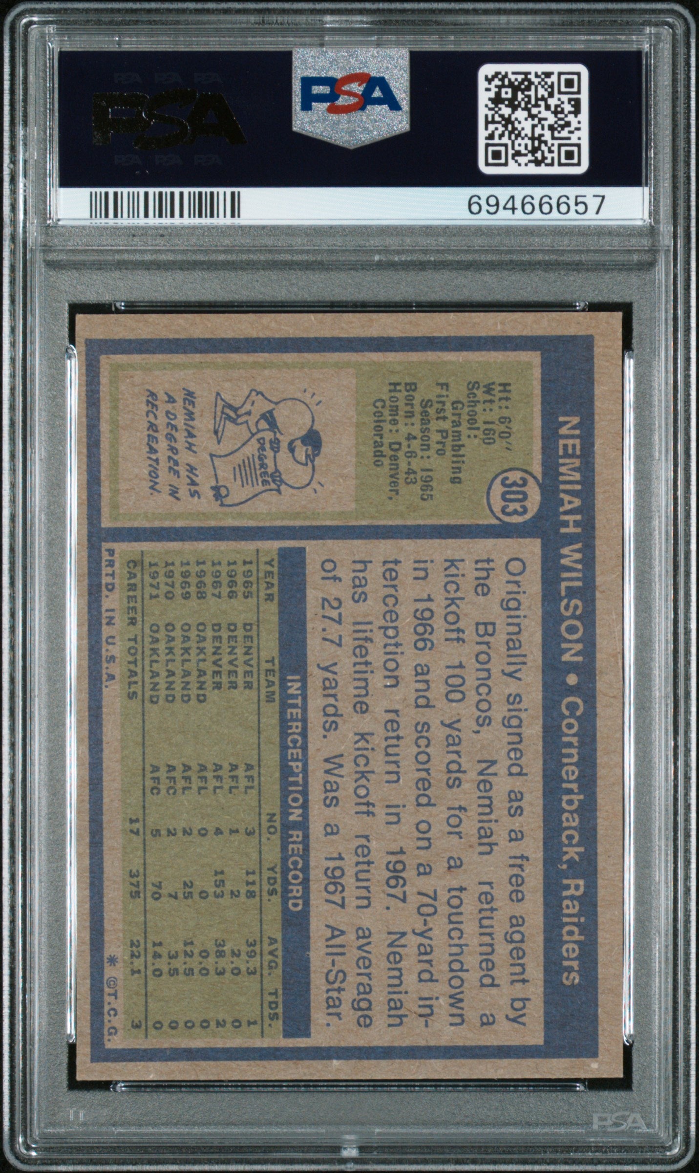 1972 Topps Nemiah Wilson #303 PSA 8