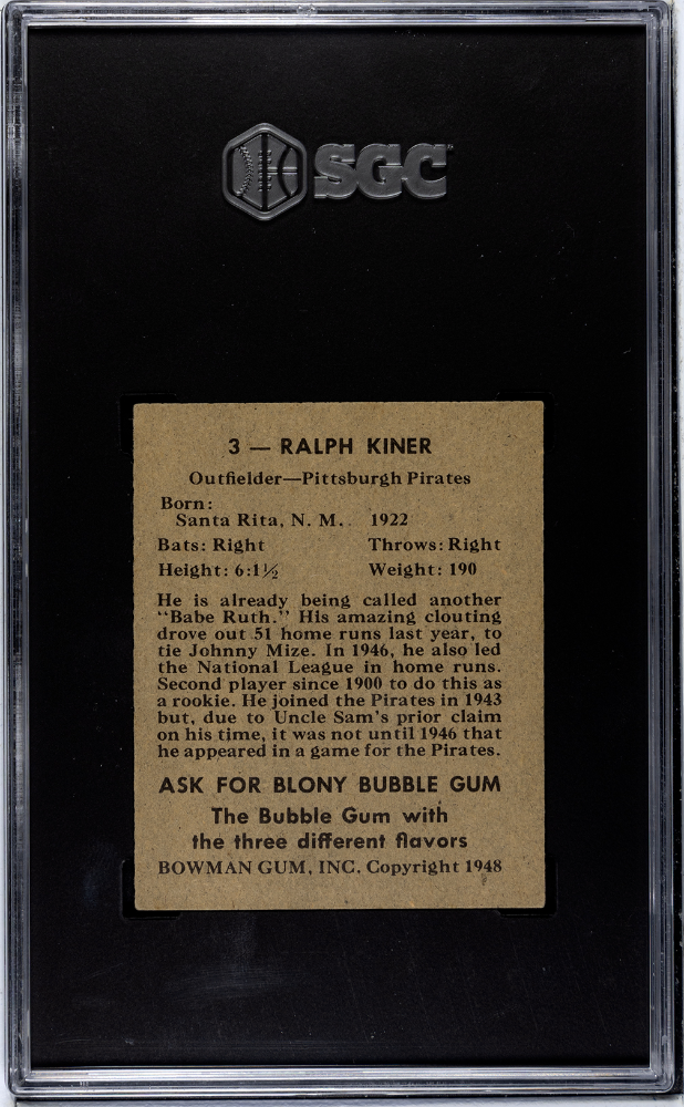 1948 Bowman Ralph Kiner #3 SGC 3