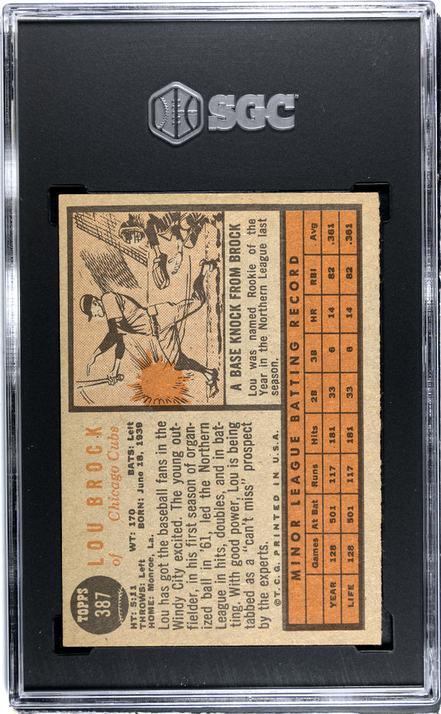 1962 Topps Lou Brock #387 SGC 5
