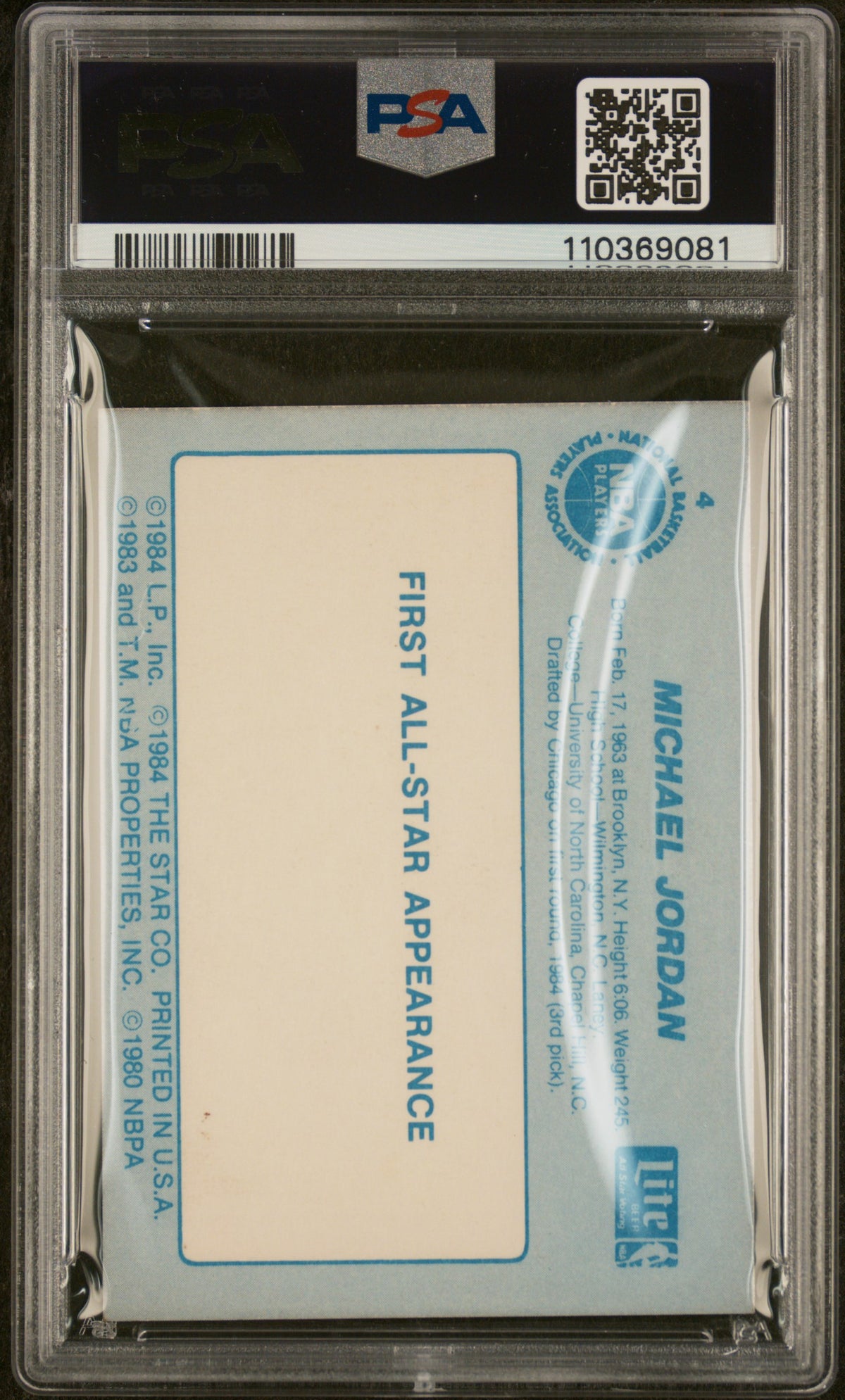 1985 Star Lite Michael Jordan #4 PSA 5
