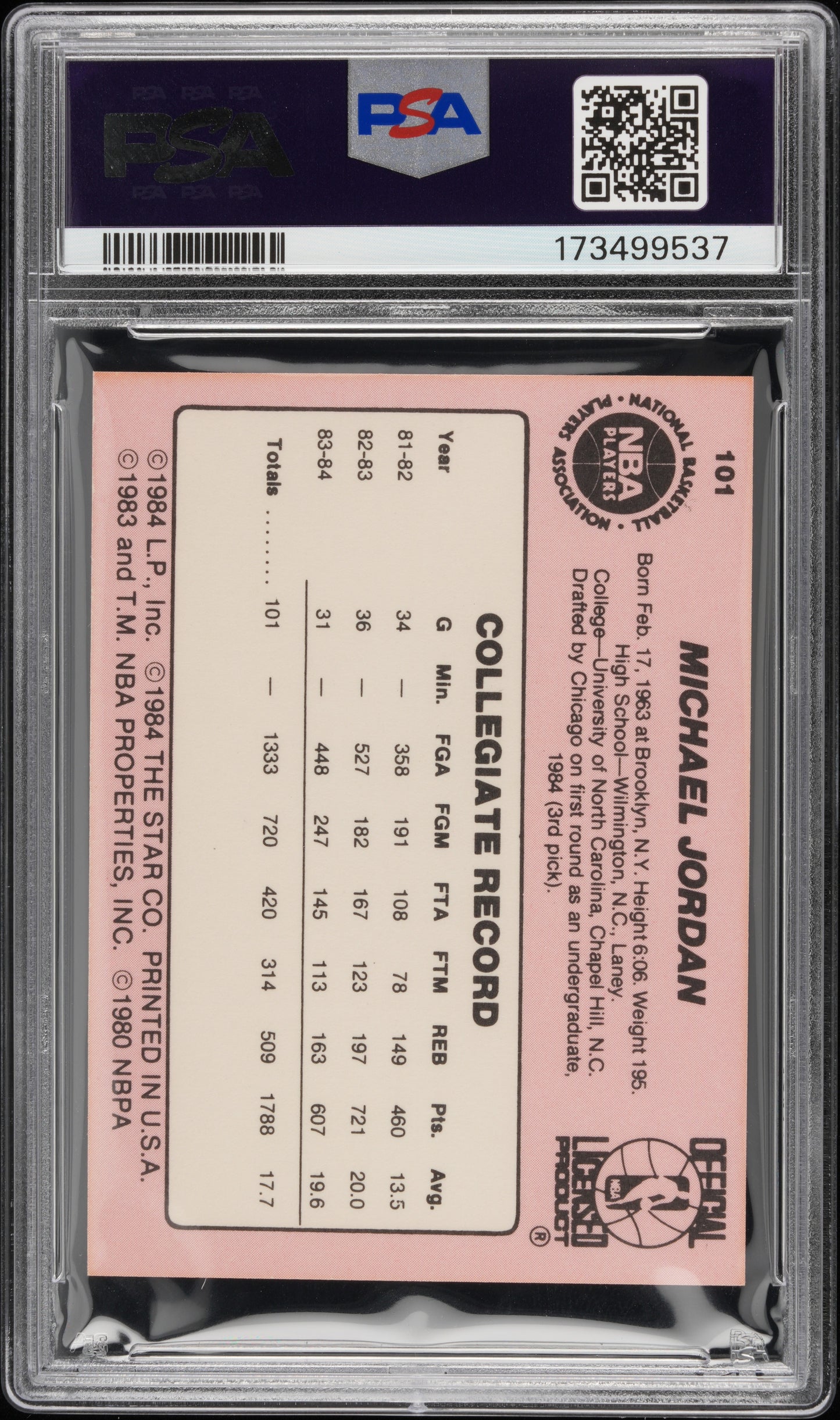 1984 Star Michael Jordan #101 PSA 7