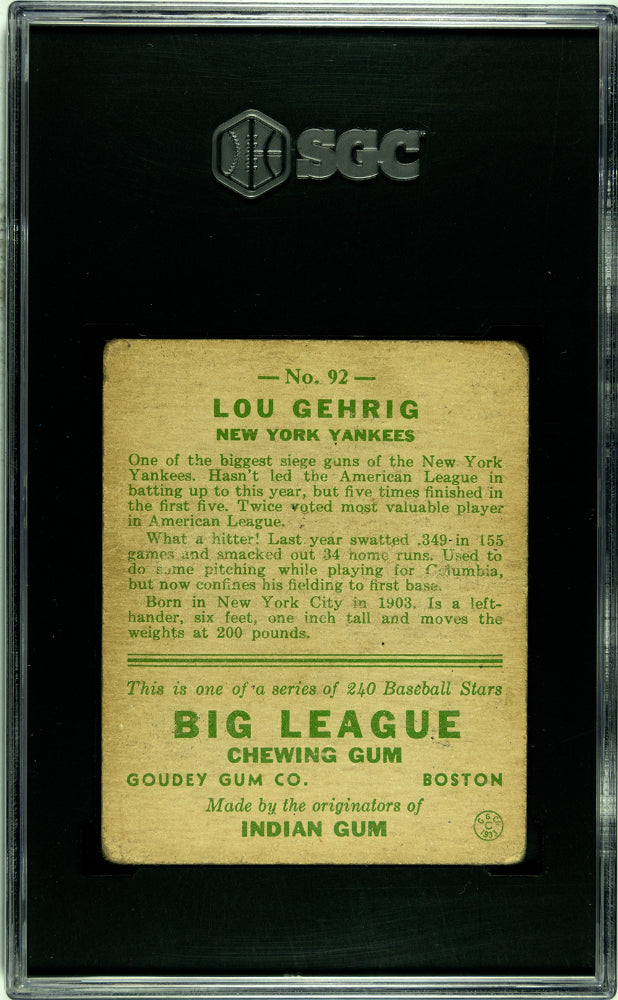 1933 Goudey Lou Gehrig #92 SGC 1.5