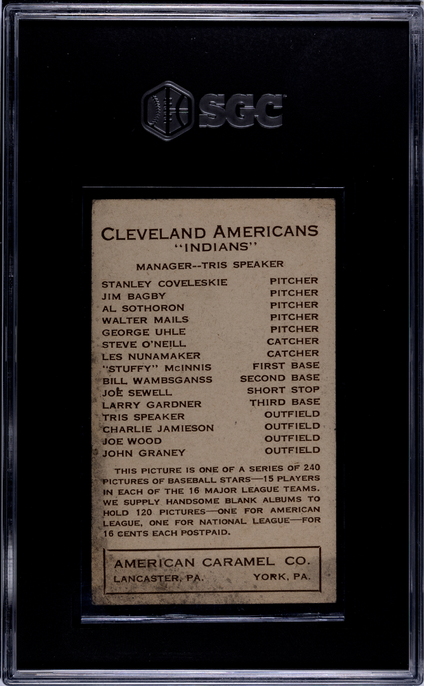 1922 American Caramel Co. (E120) Joe Sewell SGC 3
