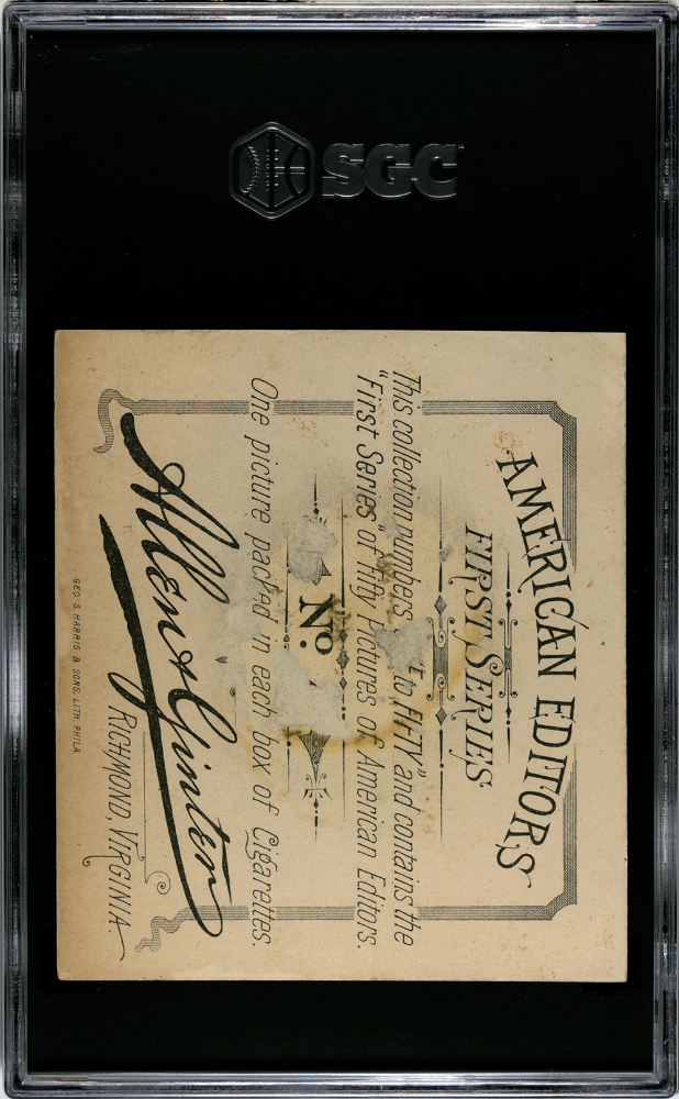 1887 Allen & Ginter American Editors (N35) Lewis Baker SGC 1