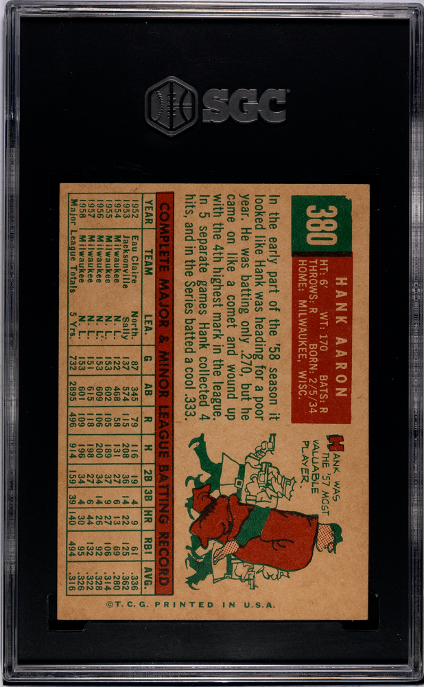 1959 Topps Hank Aaron #380 SGC 7.5